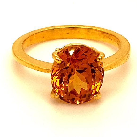 Hessonite 5.20ct Solid 22K Yellow Gold Ring - Picture 1 of 6